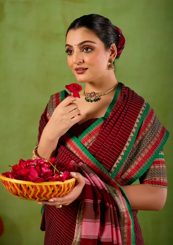 Maroon_Narayanpet_Mercerized_Cotton_Saree
