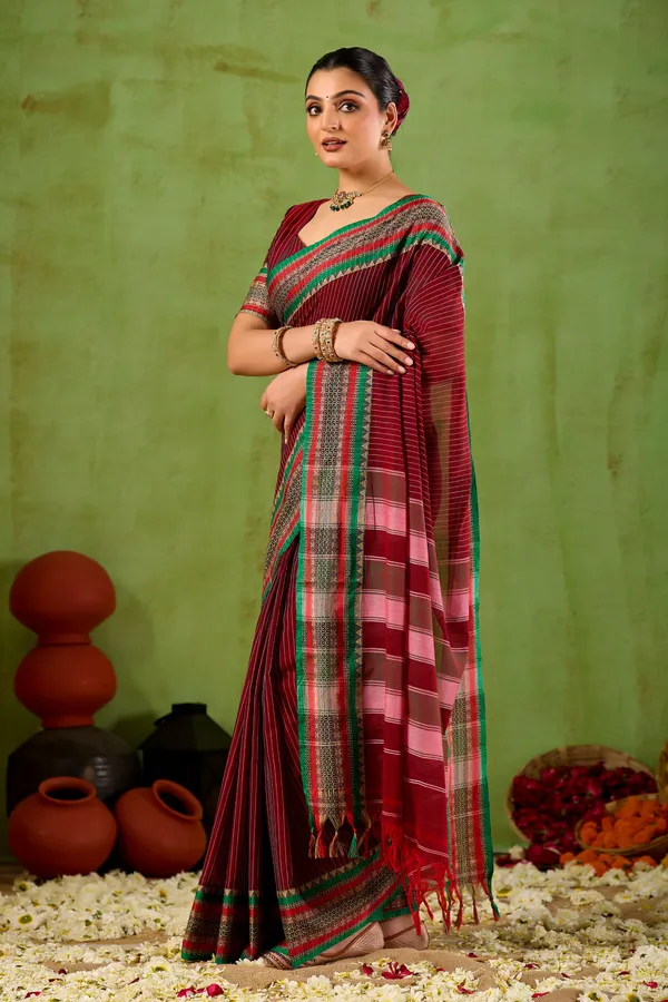 Maroon_Narayanpet_Mercerized_Cotton_Saree
