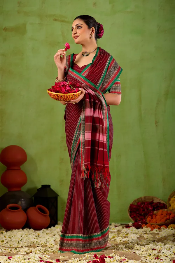Maroon_Narayanpet_Mercerized_Cotton_Saree