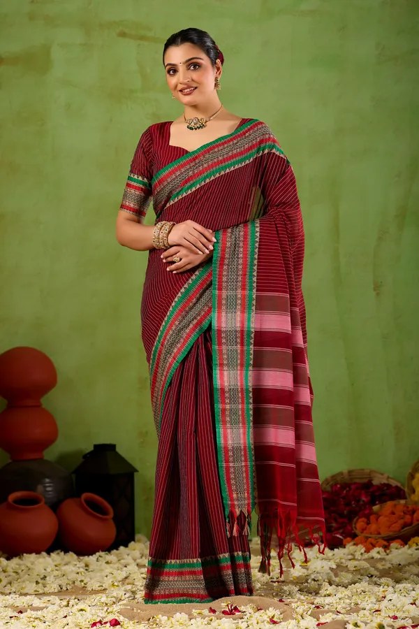Maroon_Narayanpet_Mercerized_Cotton_Saree