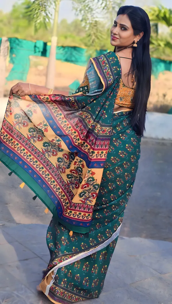 Green-Yellow_Colour_Linen_Saree_(With_Unstitched_Blouse_Piece)_(For_Women)