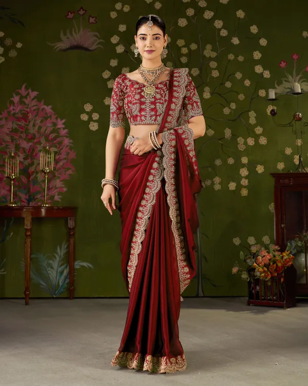 Red_Rangoli_Silk_Saree_with_Embroidered_Designer_Blouse_Piece