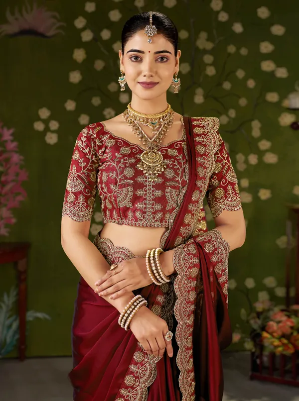 Red_Rangoli_Silk_Saree_with_Embroidered_Designer_Blouse_Piece