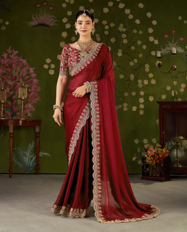 Red_Rangoli_Silk_Saree_with_Embroidered_Designer_Blouse_Piece