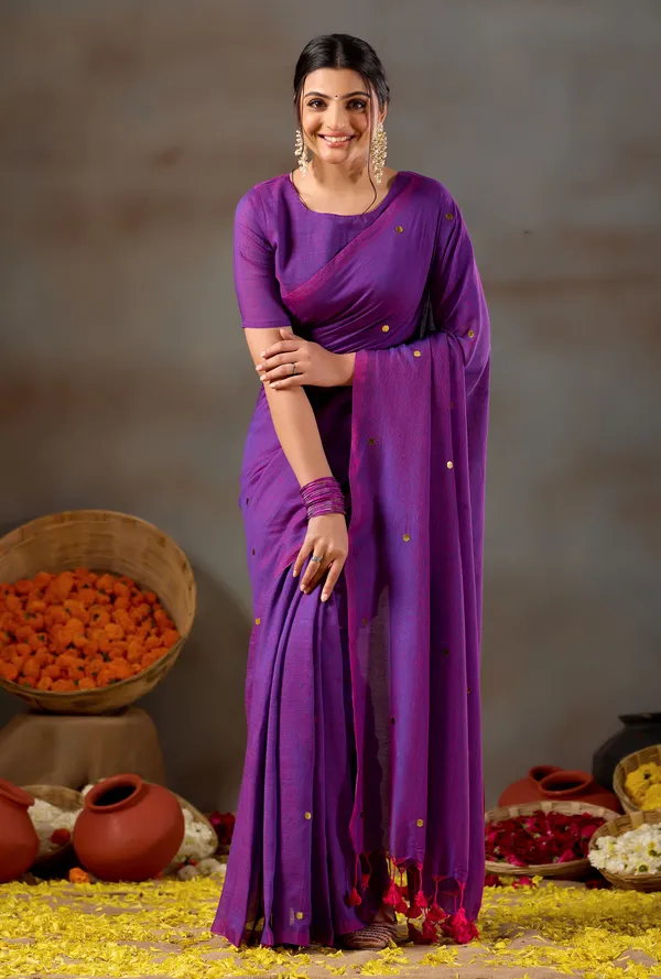 Purple_Handloom_Gini_Cotton_Saree
