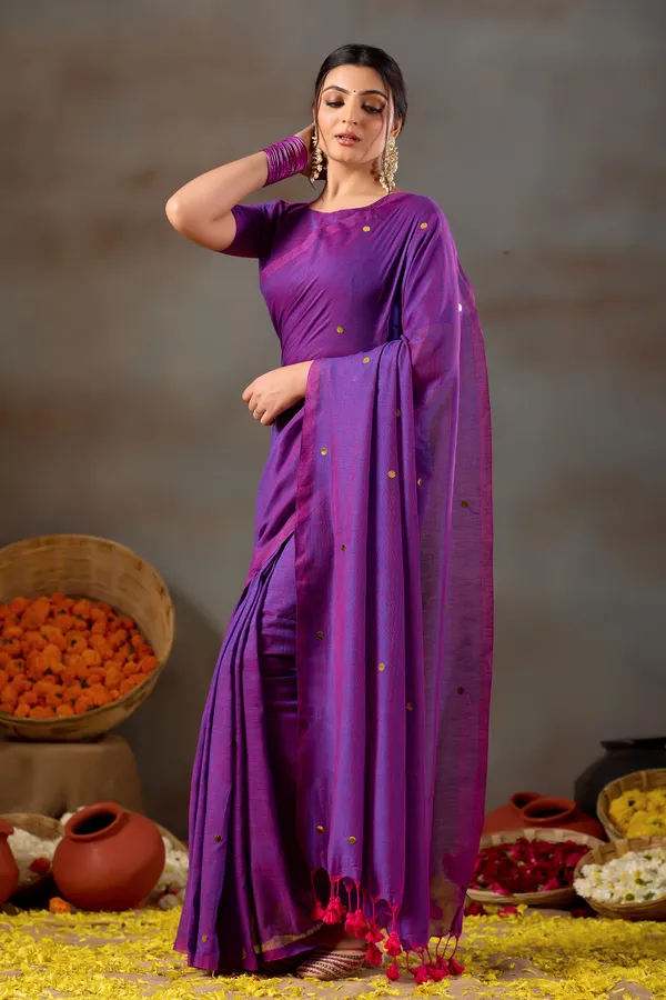 Purple_Handloom_Gini_Cotton_Saree