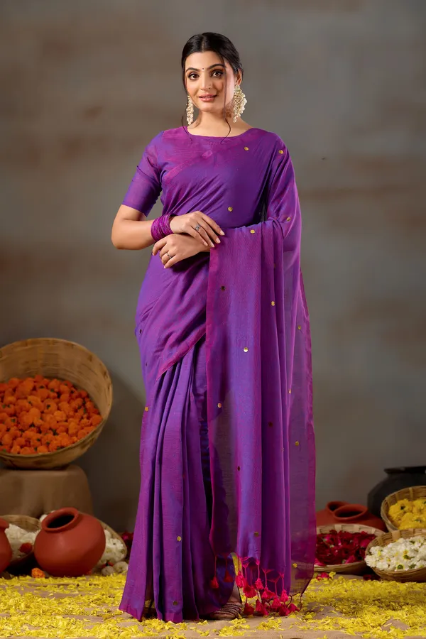Purple_Handloom_Gini_Cotton_Saree