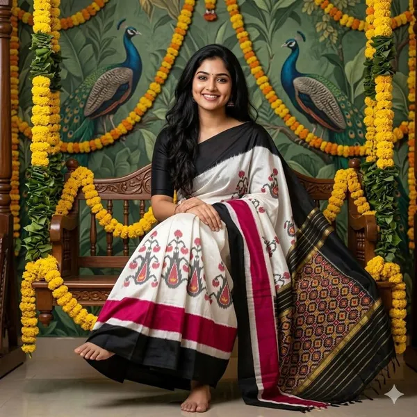 Pochampalli_Designer_Printed_And_Dolla_Silk_Fabric_Sarees