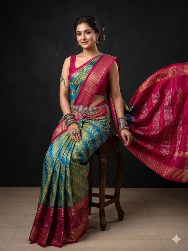 Kalamkari_Designer_Printed_And_Dolla_Silk_Fabric_Sarees