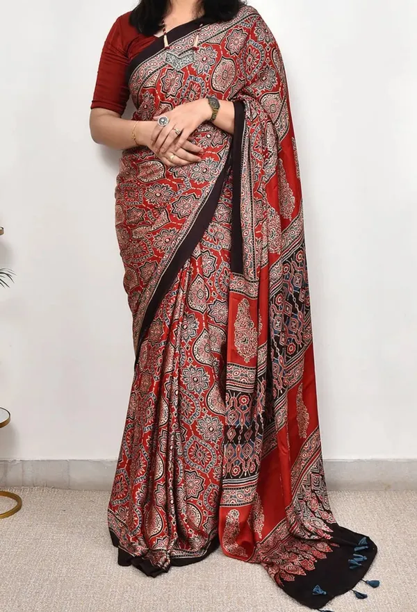 Ajrakh_Modal_Silk_Saree