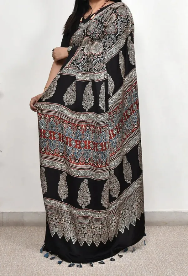 Black_Ajrakh_Modal_Silk_Saree