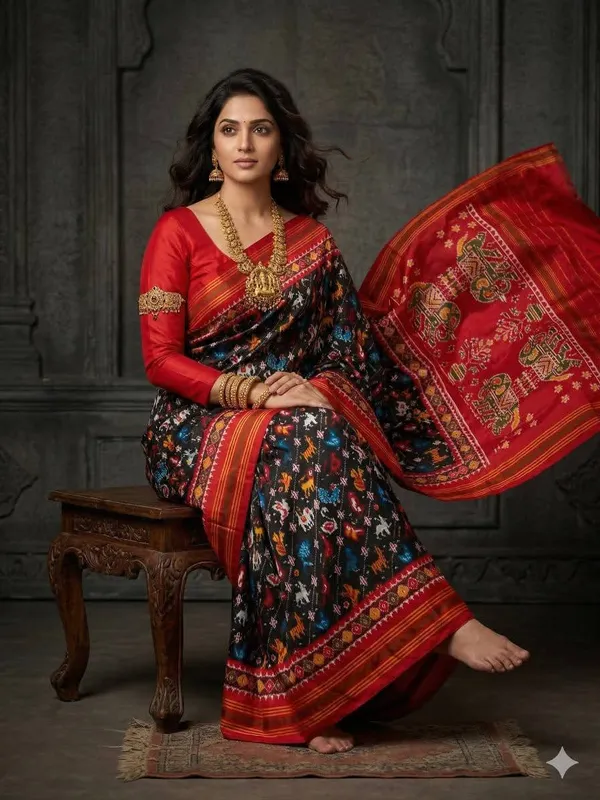 Kalamkari_Designer_Printed_And_Dolla_Silk_Fabric_Sarees