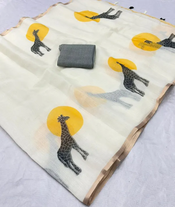 Latest_Linen_Cotton_Gold_Jari_Border_Saree