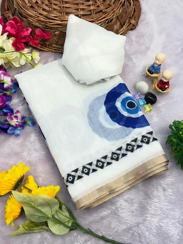 Latest_Linen_Cotton_Gold_Jari_Border_Saree