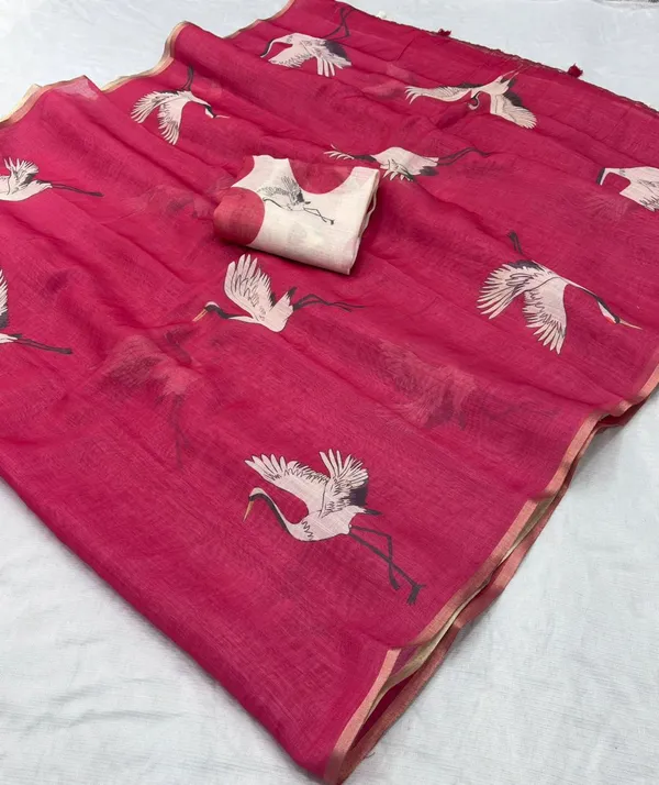Latest_Linen_Cotton_Gold_Jari_Border_Saree