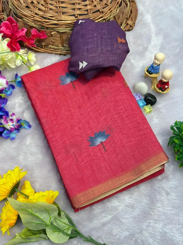 Latest_Linen_Cotton_Gold_Jari_Border_Saree