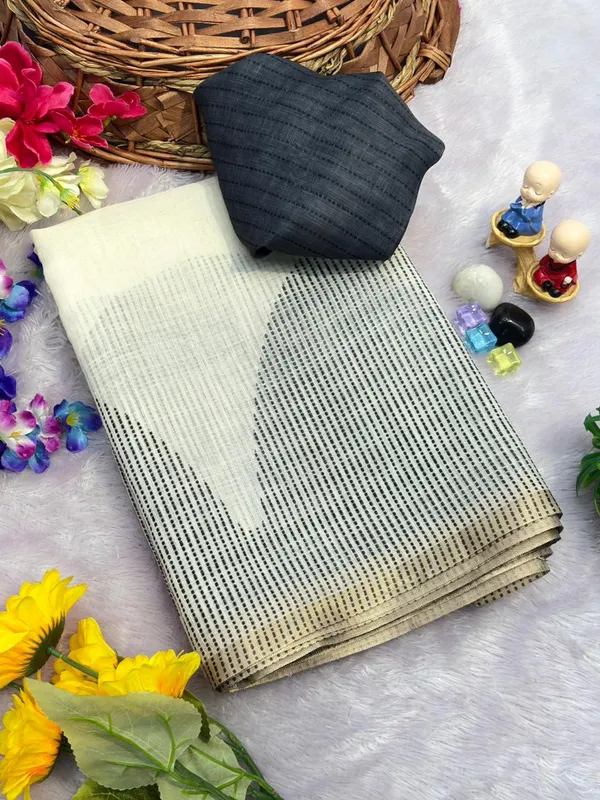 Latest_Linen_Cotton_Gold_Jari_Border_Saree