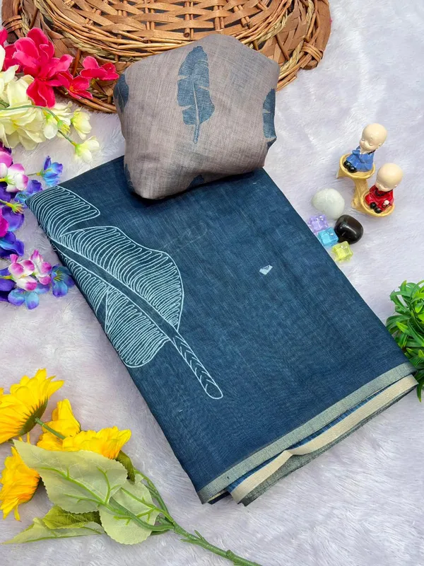 Latest_Linen_Cotton_Gold_Jari_Border_Saree