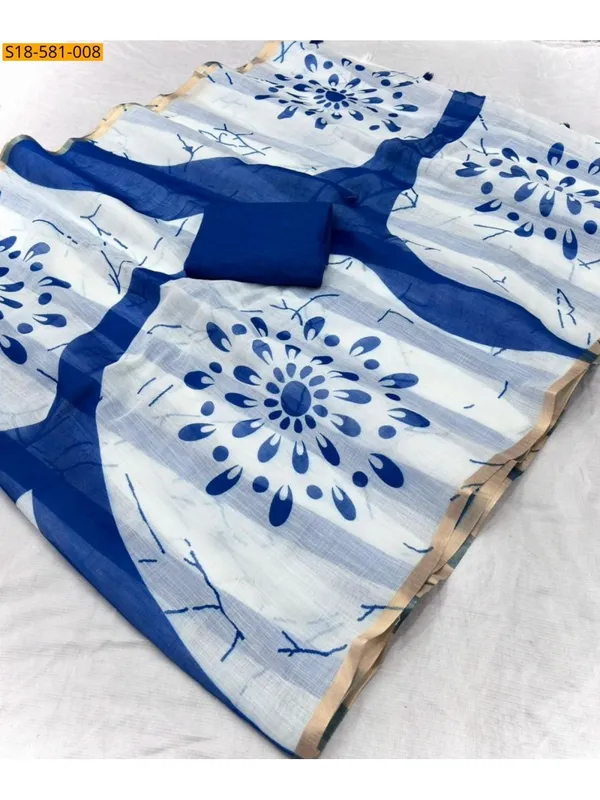 Latest_Linen_Cotton_Gold_Jari_Border_Saree