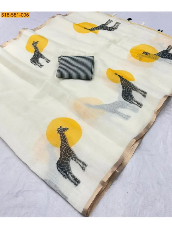Latest_Linen_Cotton_Gold_Jari_Border_Saree