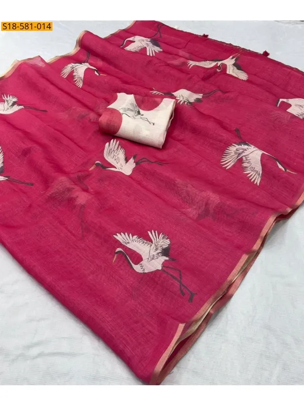 Latest_Linen_Cotton_Gold_Jari_Border_Saree