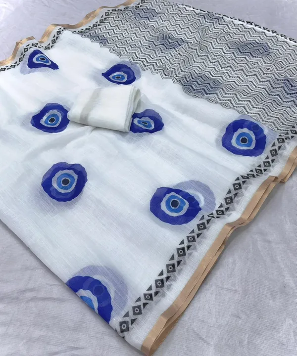 Latest_Linen_Cotton_Gold_Jari_Border_Saree