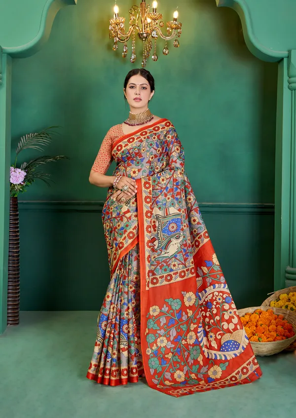 Beautiful_Handicraft_Pure_soft_cotton_Meenakari_Hand_Print_Saree_With_Blouce_Piece