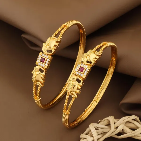 Square_Pink_Ruby_&_Ad_Diamond_Studded_Micro_Gold_Plated_Elephant_Designer_Bangle_Set_Of_2_Pcs