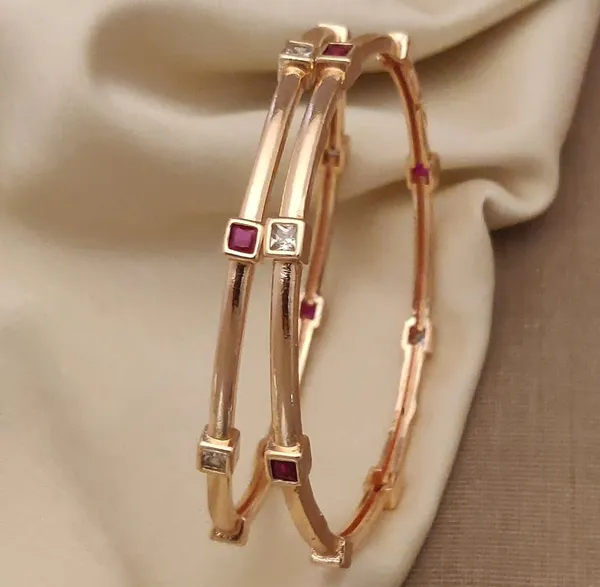 Elegant_Rose_Gold_Plated_Ruby_&_Diamond_Square-Studded_Bangles