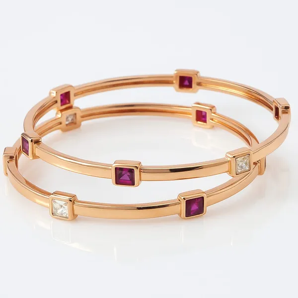 Elegant_Rose_Gold_Plated_Ruby_&_Diamond_Square-Studded_Bangles
