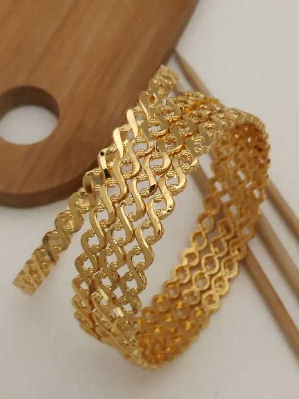 High_Gold_Plated_Daily_Wear_Fancy_Leaf_Design_2_Pcs_Bangle