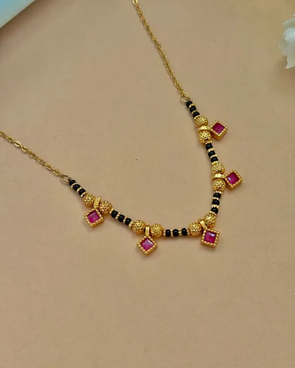 Gold_Plated_Ruby_Stone_Daily_Wear_Square_Design_18'_Mangalsutra