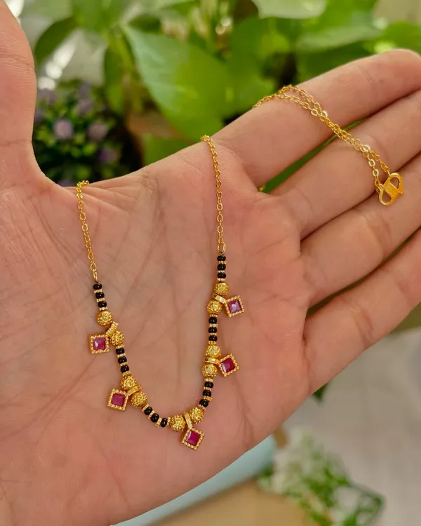 Gold_Plated_Ruby_Stone_Daily_Wear_Square_Design_18'_Mangalsutra