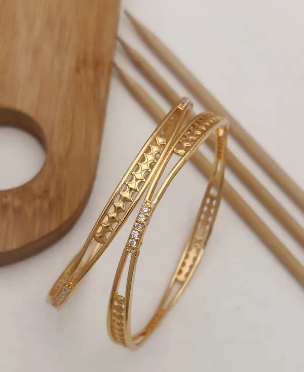 Micro_Gold_Plated_Ad_Diamond_Casual_Wear_2_Pcs_Bangle_For_Women