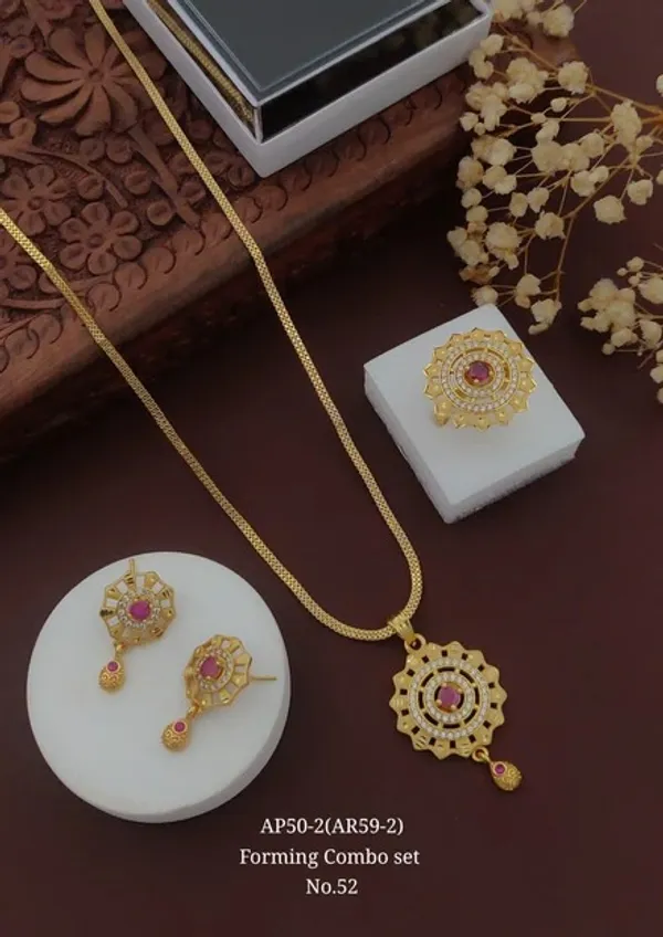 Designer_High_Gold_Plated_Ad_Diamond_Studed_Froming_Flower_Design_Pendent_Set_With_Earring