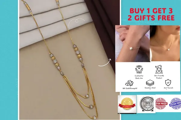 gold_plated_two_tone_three_leyer_chain_with_free_ring_and_bracelet