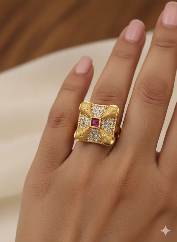 American_Diamond_Studded_Forming_Designer_Golden_Adjustable_Ring_for_Women_with_3-Month_Guarantee