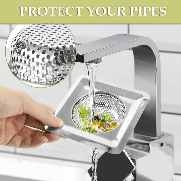 2Pcs_Stainless_Kitchen_Sink_Strainer,_Square_Mesh_Drain_Cover_for_Kitchen_&_Bathroom,_Long_Hair_and_Food_Blockages_Cleaning_Tool_for_Bathroom_Kitchen_Sink(11cm)