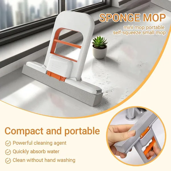 2_pics_Mini_Foldable_Sponge_Cleaner_with_Self-Wringing_Handle_|_Compact_Wet_&_Dry_Cleaning_Tool_for_Home,_Kitchen,_Bathroom,_Car_&_Office_|_Portable_Space-Saving_Cleaner