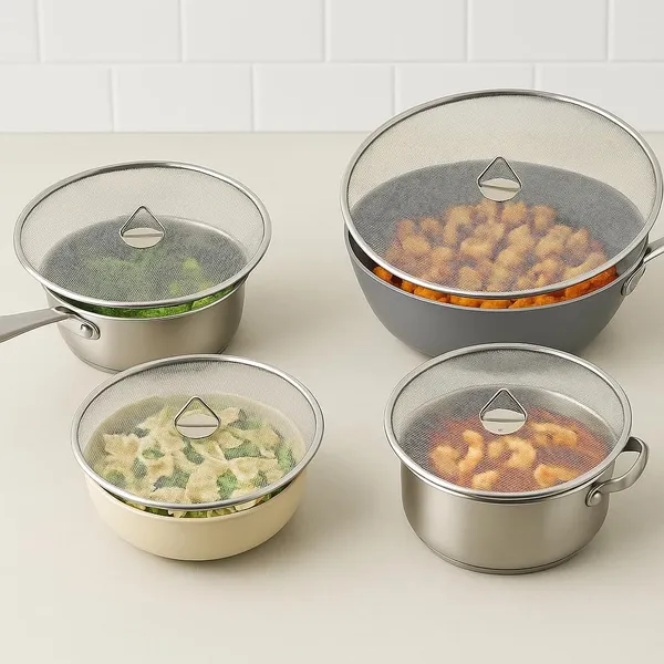 4_pics_Stainless_Steel_7,8,9,10_Food_Cover/Milk_Cover_Jali/Steel_Jali/Multipurpose_Net_Lid_for_Fruits/Kitchen_Utensils_Set_of_4_pcs(7,8,9,10_inch)