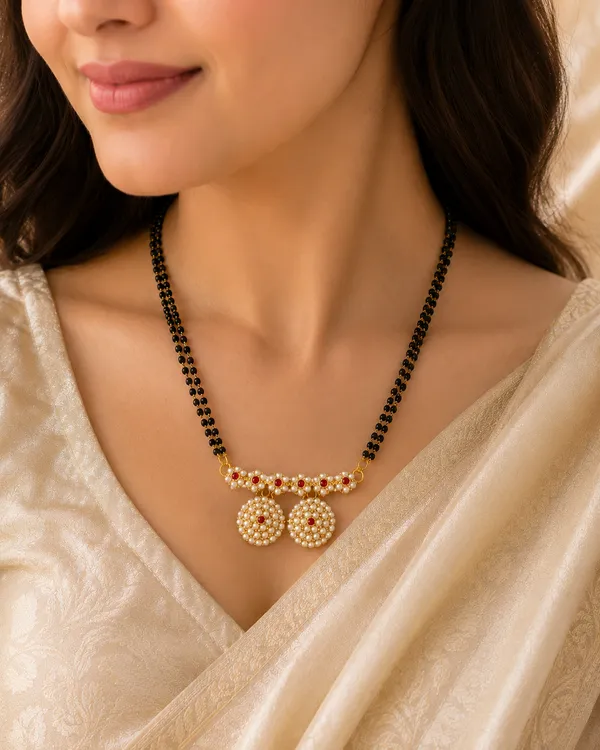Gold_Plated_Mangalsutra_|_18_Inch_Double_Line_Black_Beads_Chain_|_Stone_Twin_Vati_Pendant_For_Women