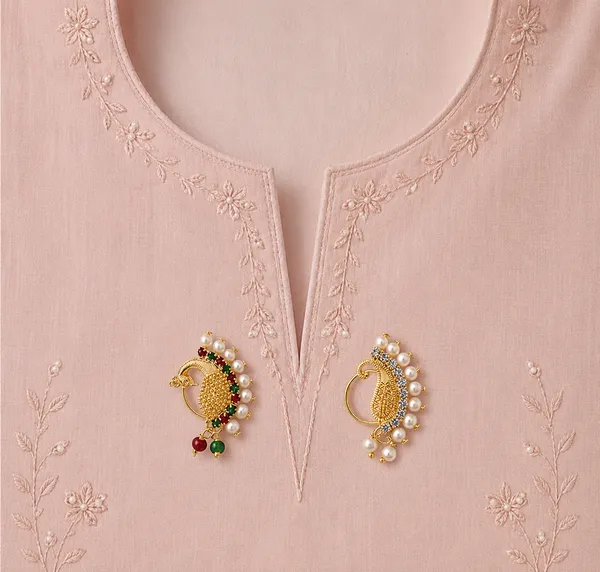 Gold_Plated_Maharashtrian_Nath_Non_Piercing_Nose_Pin_With_Pearl,_Alloy,_Artificial_Stone_Cz,_Valentine_Gift_For_Her