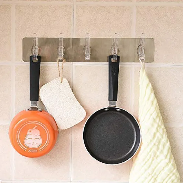 Adhesive_Sticker_Multi-Purpose_5_Golden_Hook_Towel_Hanger_for_Kitchen,Bathroom_(Acrylonitrile_Butadiene_Styrene_(ABS),_Golden)