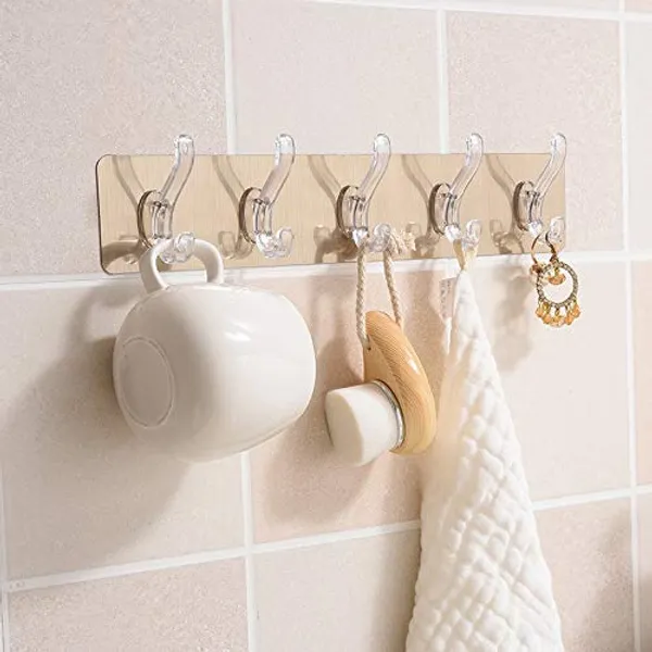 Adhesive_Sticker_Multi-Purpose_5_Golden_Hook_Towel_Hanger_for_Kitchen,Bathroom_(Acrylonitrile_Butadiene_Styrene_(ABS),_Golden)