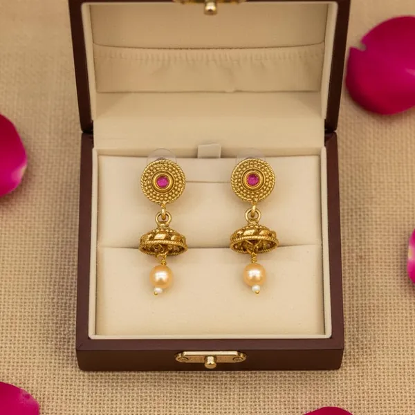 Traditional_Antique_Gold-Plated_Double_Pendant_Rani_Haar_|_Maroon_Beads_And_Seed_Stone
