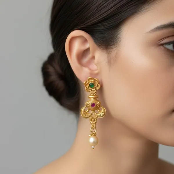 Matte_Gold-Plated_Chandrakor_Choker_Necklace_Set_|_Pink_&_Green_Accents_|_Earrings_&_Maang_Tikka