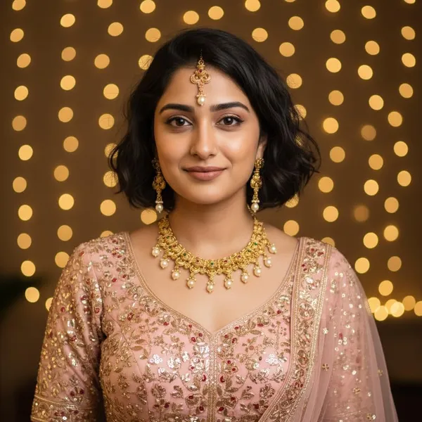 Matte_Gold-Plated_Chandrakor_Choker_Necklace_Set_|_Pink_&_Green_Accents_|_Earrings_&_Maang_Tikka