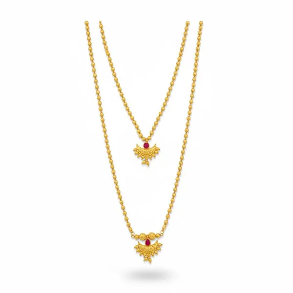 Traditional_Gold-Plated_Chandrakor_Design_Double_Layer_Necklace_Combo_With_Stone_Pendant_For_Women_&_Girls_(Adjustable)