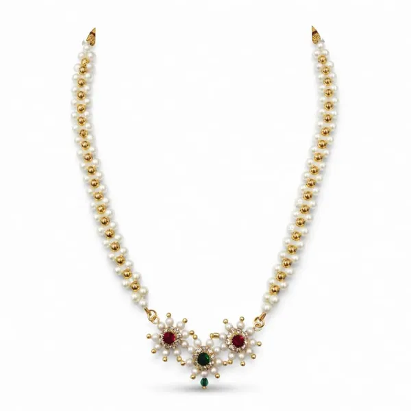 Classic_Stone_Beads_Necklace_With_Gold_Finish_Floral_Pendant,_Pink_&_Green_Stones_And_Adjustable_Dori_For_Women