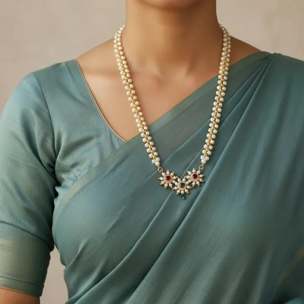 Classic_Stone_Beads_Necklace_With_Gold_Finish_Floral_Pendant,_Pink_&_Green_Stones_And_Adjustable_Dori_For_Women